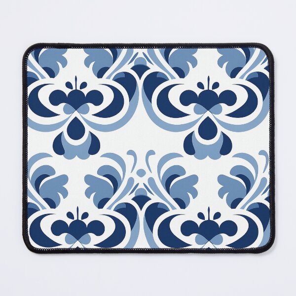 Item preview, Ornamental seamless pattern with blue flowers and white background designed and sold by exitbird.