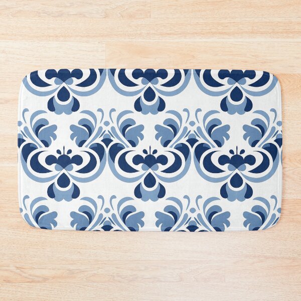 Item preview, Ornamental seamless pattern with blue flowers and white background designed and sold by exitbird.