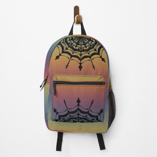 Item preview, Victorian Lace Spider Web Mandala - Rainbow Sunset + Coal designed and sold by Irene Estelle.