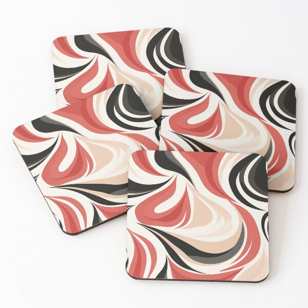Item preview, Red, black, white and beige abstract swirl, seamless pattern designed and sold by exitbird.