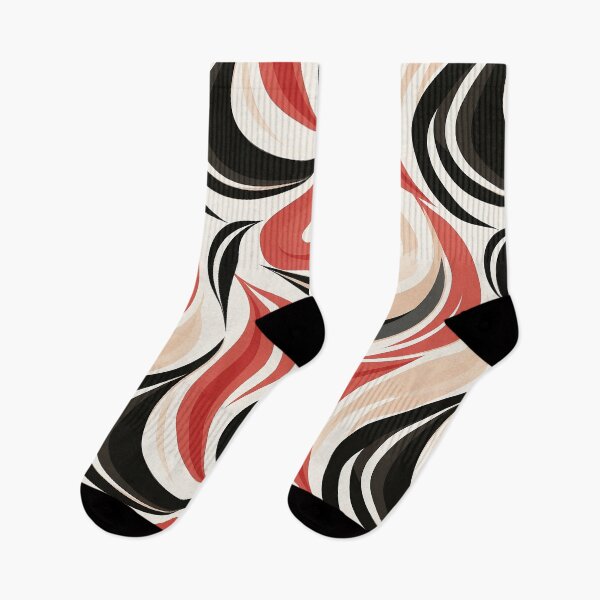 Item preview, Red, black, white and beige abstract swirl, seamless pattern designed and sold by exitbird.