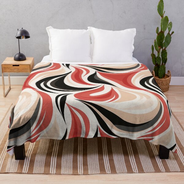 Item preview, Red, black, white and beige abstract swirl, seamless pattern designed and sold by exitbird.