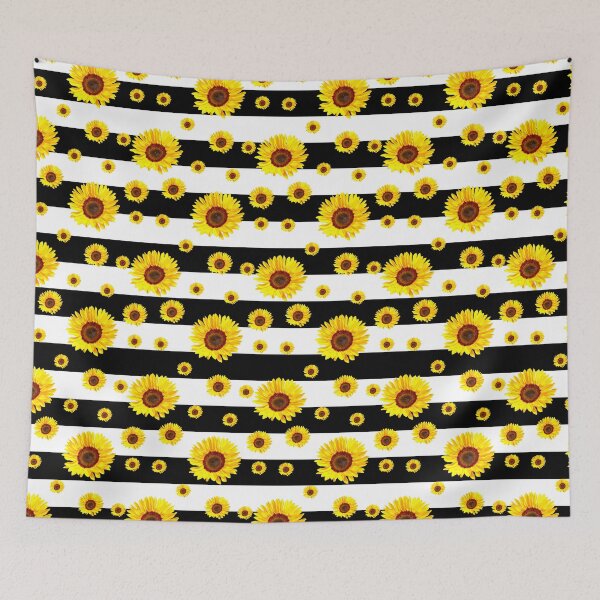 Item preview, Sunflower Black White Stripes Surface Pattern Design designed and sold by PatternTitan.
