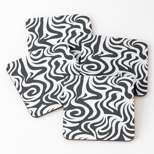 Item preview, Zebra pattern with swirling lines in black and white, seamless designed and sold by exitbird.