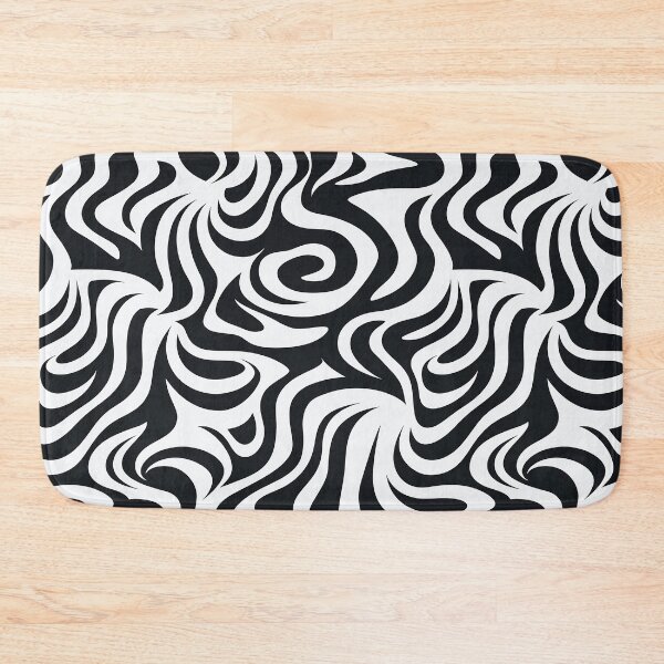 Item preview, Zebra pattern with swirling lines in black and white, seamless designed and sold by exitbird.