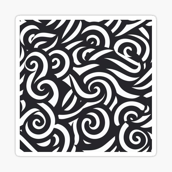 Item preview, Black and white seamless pattern, maori art, swirling vortexes designed and sold by exitbird.