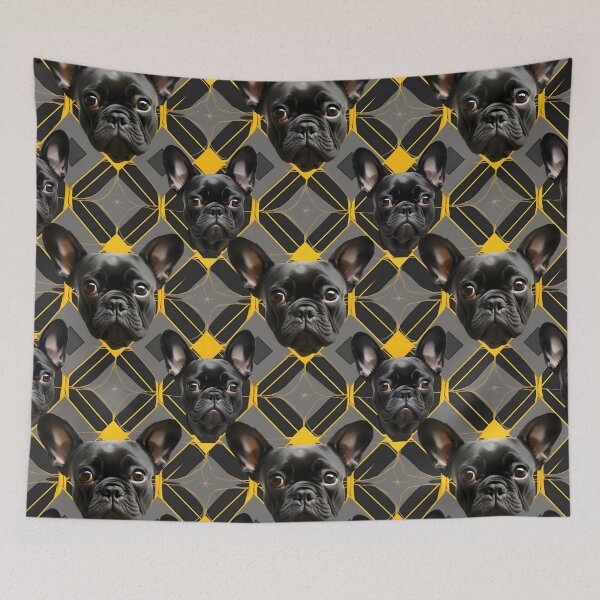 Item preview, Charcoal & Yellow Frenchie Composite Overlay Pattern #8 designed and sold by ARTficiallyAnon.