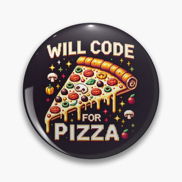 Item preview, Retro Gamer's Delight: 'Will Code for Pizza' Pixel Art Sticker designed and sold by pixlexi.