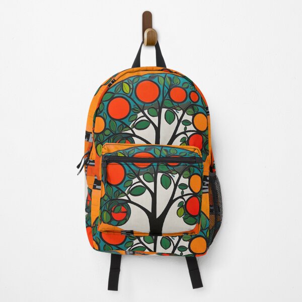 Item preview, Fauvist, Cubist, and Primitivist Inspired Large Orange Tree - Bold Color Blocks in Abstract Tondo designed and sold by OlfactoART Studio.