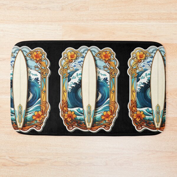 Item preview, Art Nouveau Surfboard with Retro Border designed and sold by NautiChic.