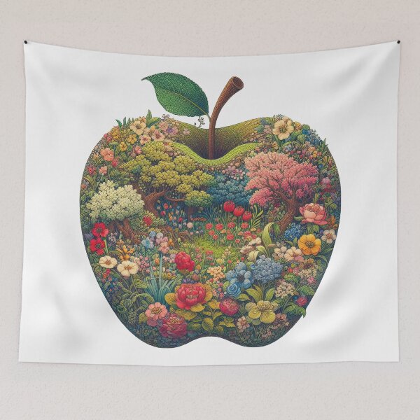 Item preview, Art of apples embroidered with beautiful flowers and trees. designed and sold by Natcharee.