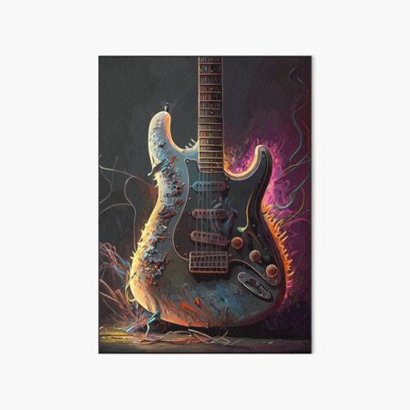 Harmonic Canvas Electric Guitar Oil Painting Art Board Print for Sale by  Spacefoxart