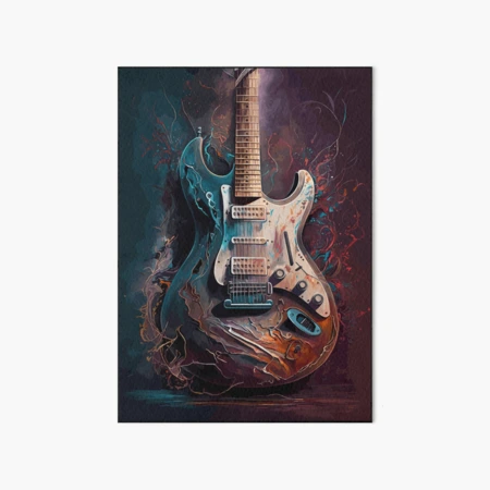 Harmonic Canvas Electric Guitar Oil Painting Art Board Print for Sale by  Spacefoxart