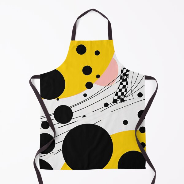 Item preview, Chic Monochrome Magic: Sleek Lines & Yellow Dots - Abstract Elegance designed and sold by PaintbrushPlace.