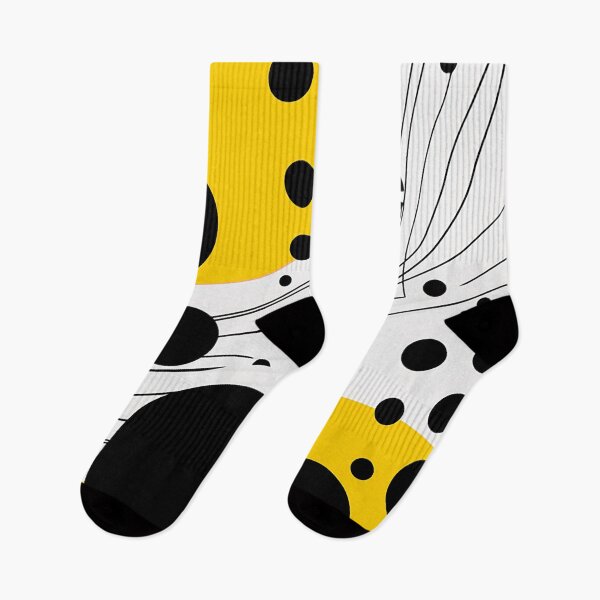 Item preview, Chic Monochrome Magic: Sleek Lines & Yellow Dots - Abstract Elegance designed and sold by PaintbrushPlace.