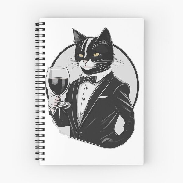Item preview, cat in a black suit drinking wine designed and sold by cutiepie11cats.