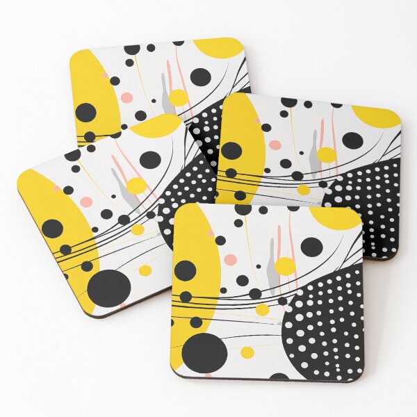 Item preview, Chic Monochrome Elegance: Sleek Lines & Yellow Dots - Modern Minimalism designed and sold by PaintbrushPlace.