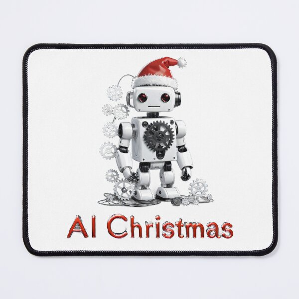 Item preview, Al Christmas -Robot wearing Santa's hat,a white background. designed and sold by My-fake-places.