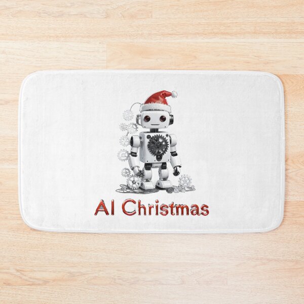 Item preview, Al Christmas -Robot wearing Santa's hat,a white background. designed and sold by My-fake-places.