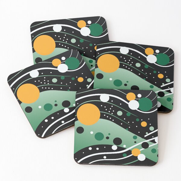 Item preview, Chic Monochrome Elegance: Sleek Lines & Green Polka Dots designed and sold by PaintbrushPlace.