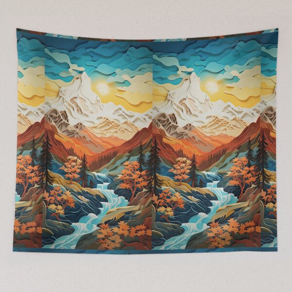Item preview, Sun on white mountain and river beautiful pattern designed and sold by ParkkerTos.
