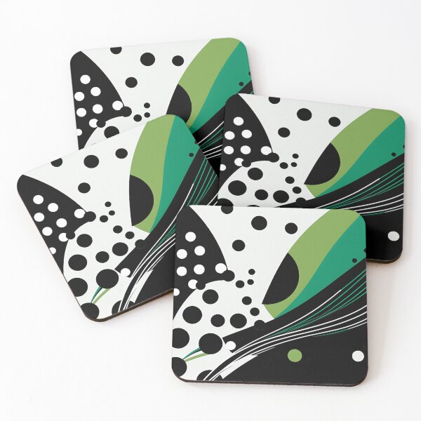 Item preview, Chic Monochrome Elegance: Sleek Lines & Green Polka Dots designed and sold by PaintbrushPlace.