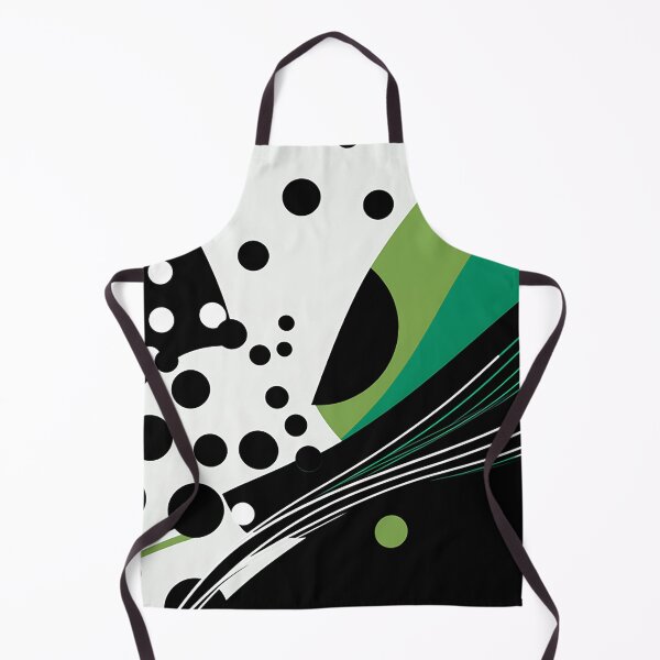 Item preview, Chic Monochrome Elegance: Sleek Lines & Green Polka Dots designed and sold by PaintbrushPlace.