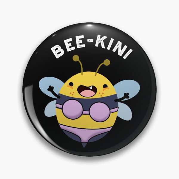 Item preview, Bee-kini Funny Bee Puns (Dark BG) designed and sold by punnybone.