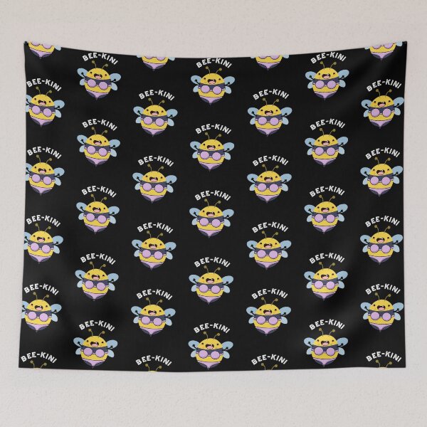 Item preview, Bee-kini Funny Bee Puns (Dark BG) designed and sold by punnybone.