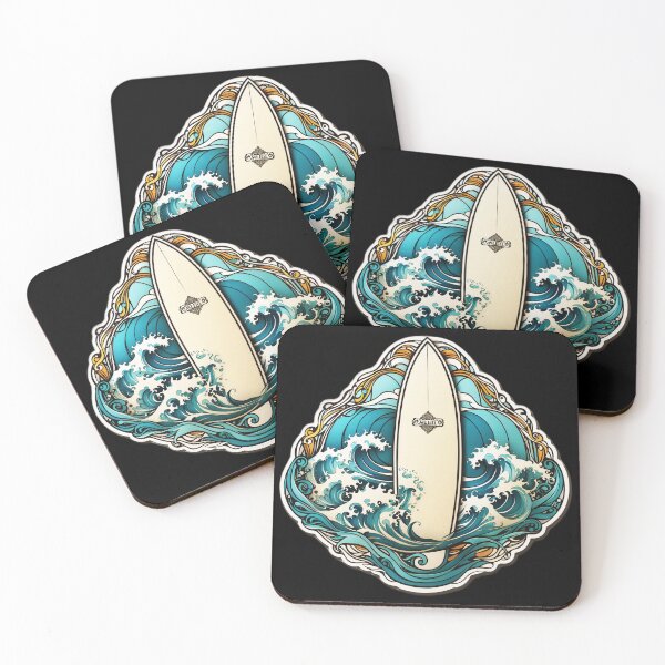 Item preview, Hawaii Setup of Surfboard with Retro Waves designed and sold by NautiChic.