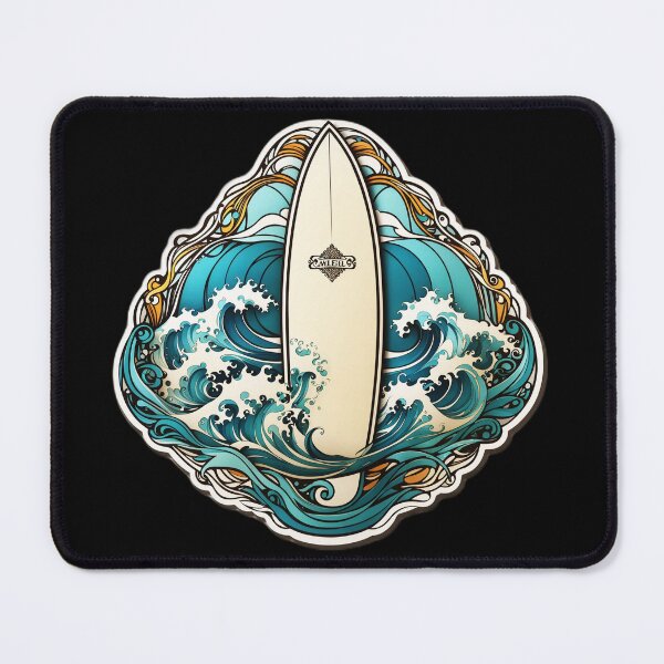 Item preview, Hawaii Setup of Surfboard with Retro Waves designed and sold by NautiChic.