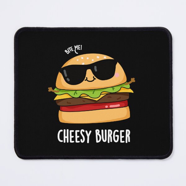Item preview, Cheesy Burger Funny Food Puns (Dark BG) designed and sold by punnybone.