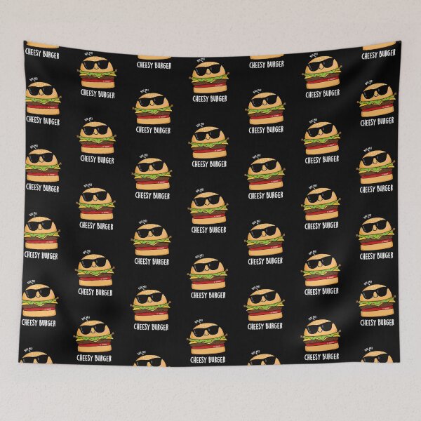 Item preview, Cheesy Burger Funny Food Puns (Dark BG) designed and sold by punnybone.