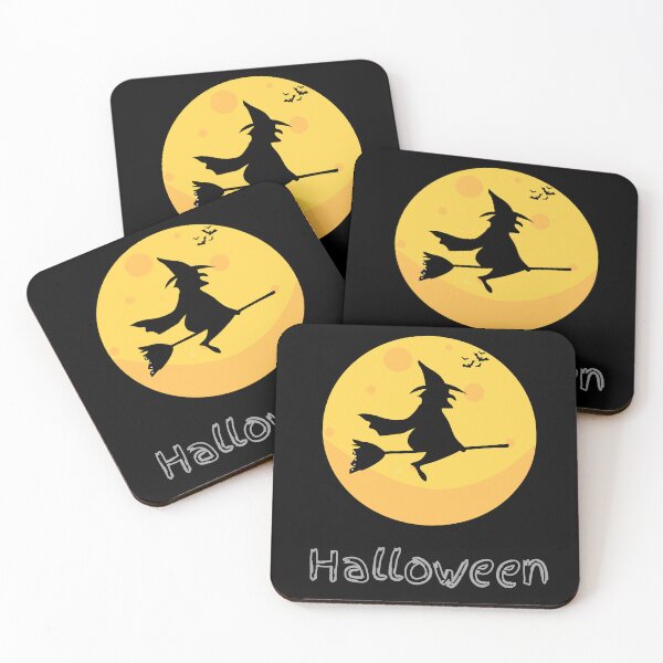 Item preview, Witch riding a broomstick floating next to the moon, flying bats, Halloween T-Shirt designed and sold by DeJuin.