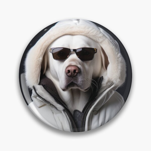 Item preview, Labrador Dog dressed in white down jacket 02 designed and sold by mhfoto.