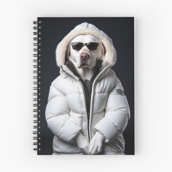 Item preview, Labrador Dog dressed in white down jacket 02 designed and sold by mhfoto.