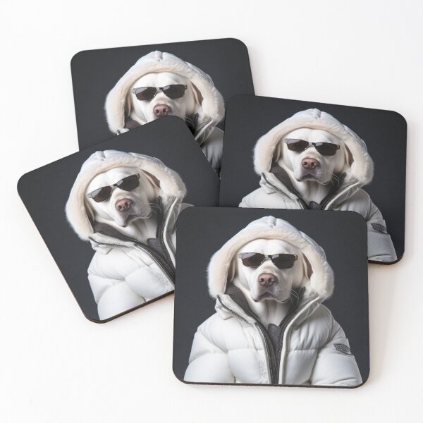 Item preview, Labrador Dog dressed in white down jacket 02 designed and sold by mhfoto.
