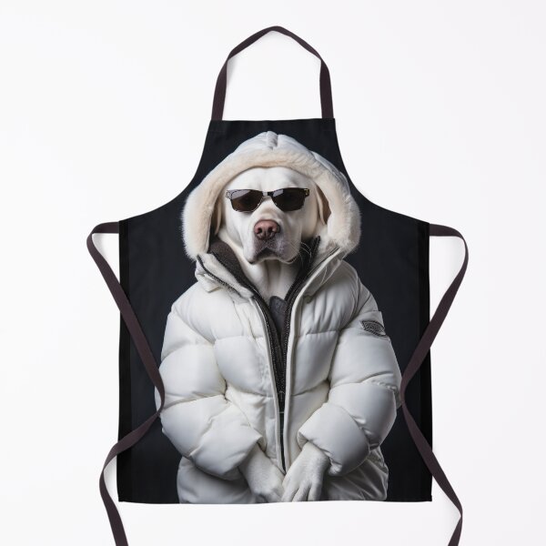 Item preview, Labrador Dog dressed in white down jacket 02 designed and sold by mhfoto.