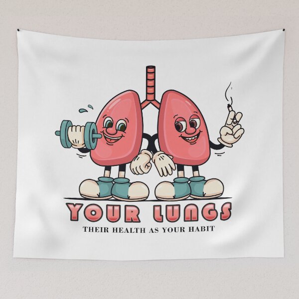 Item preview, Your lungs, lung cartoon characters smoking and exercise designed and sold by Kevyn Adha.