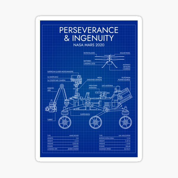 Item preview, Perseverance & Ingenuity - MARS 2020 (Blueprint) designed and sold by BGALAXY.