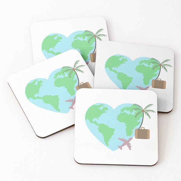 Item preview, A global heart with a palm tree a suitcase and airplane designed and sold by adesignworld.