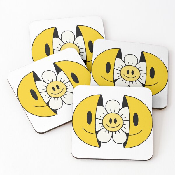 Item preview, A smiling flower popping out of a yellow smiley face designed and sold by adesignworld.