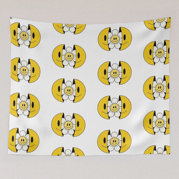 Item preview, A smiling flower popping out of a yellow smiley face designed and sold by adesignworld.