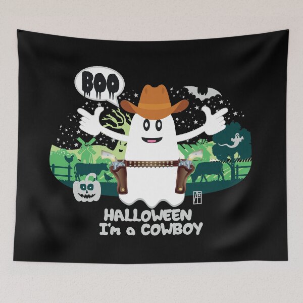 Item preview, BOO Cowboy dressed as a GHOST - cute Halloween designed and sold by ArtProjectShop.