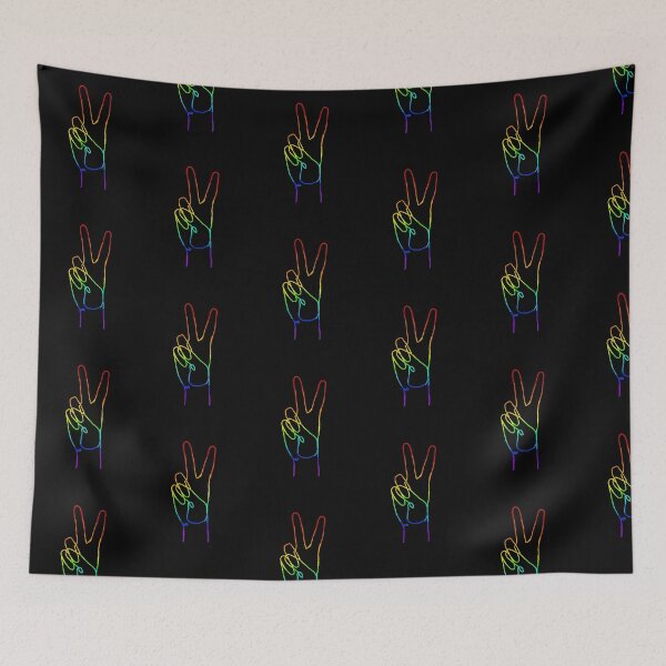 Item preview, Rainbow peace sign in line art form designed and sold by adesignworld.