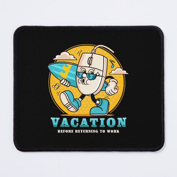 Item preview, Vacation, retro mouse cartoon character on vacation while carrying a surfboard designed and sold by Kevyn Adha.