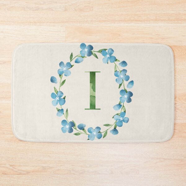 Item preview, Letter I Floral Monogram. Blue Flowers Laurel. designed and sold by helga-wigandt.