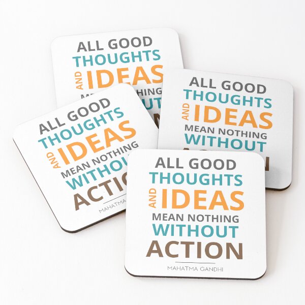 Item preview, “All good thoughts and ideas mean nothing without action.”  Mahatma Gandhi designed and sold by Sketch-Shack.