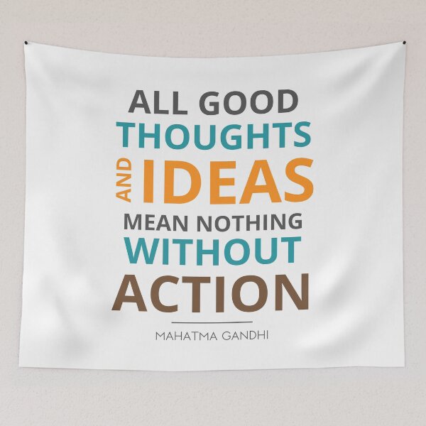 Item preview, “All good thoughts and ideas mean nothing without action.”  Mahatma Gandhi designed and sold by Sketch-Shack.
