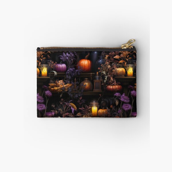 Item preview, Dark Botanical Witch Shelf With Pumpkin Art Spooky Print designed and sold by FoxTreeDesign.